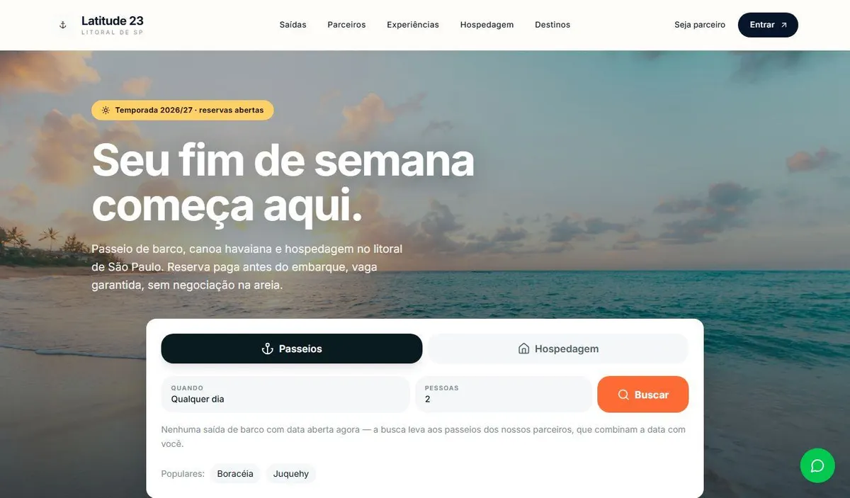 O site do marketplace Latitude 23