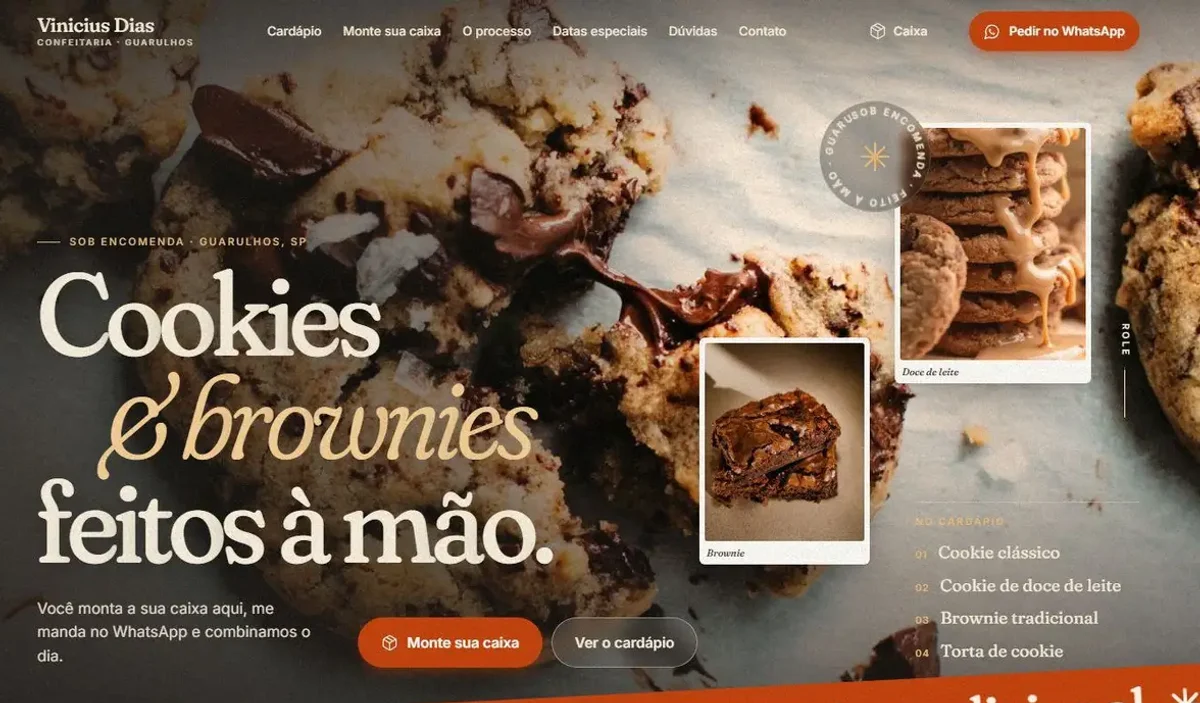 Site da Vini Dias Confeitaria